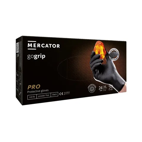 Rękawice GOGRIP nitrylowe CZARNE rozmiar XL 50 sztuk - MERCATOR