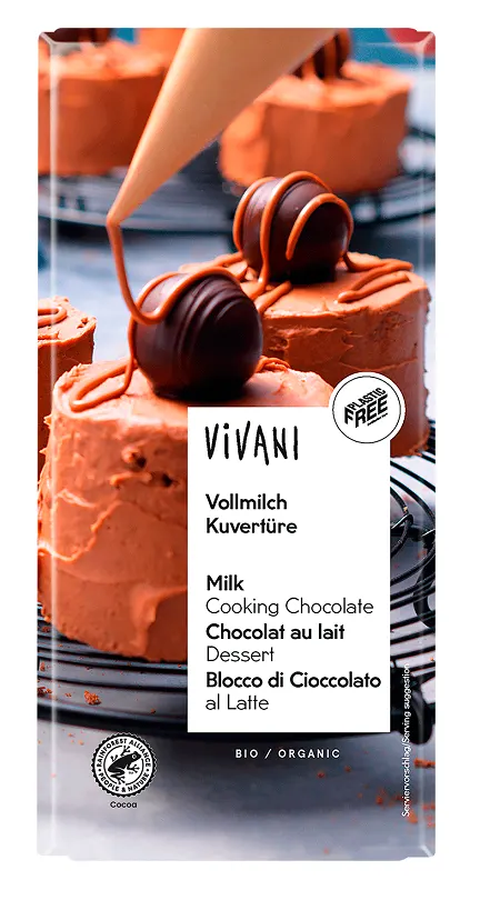 Czekolada Kuwertura Mleczna do Gotowania BIO 150g Vivani