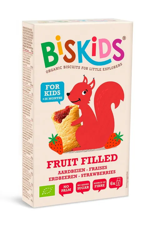 Ciasteczka z Nadzieniem Truskawkowym Margaretki BIO 100g Biskids