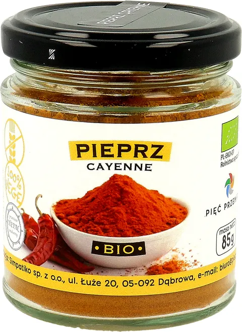 Pieprz Cayenne Bezglutenowy BIO 85g Pięć Przemian
