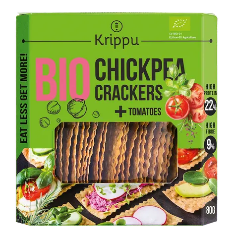 Krakersy Proteinowe z Ciecierzycy z Pomidorem BIO 80g Krippu