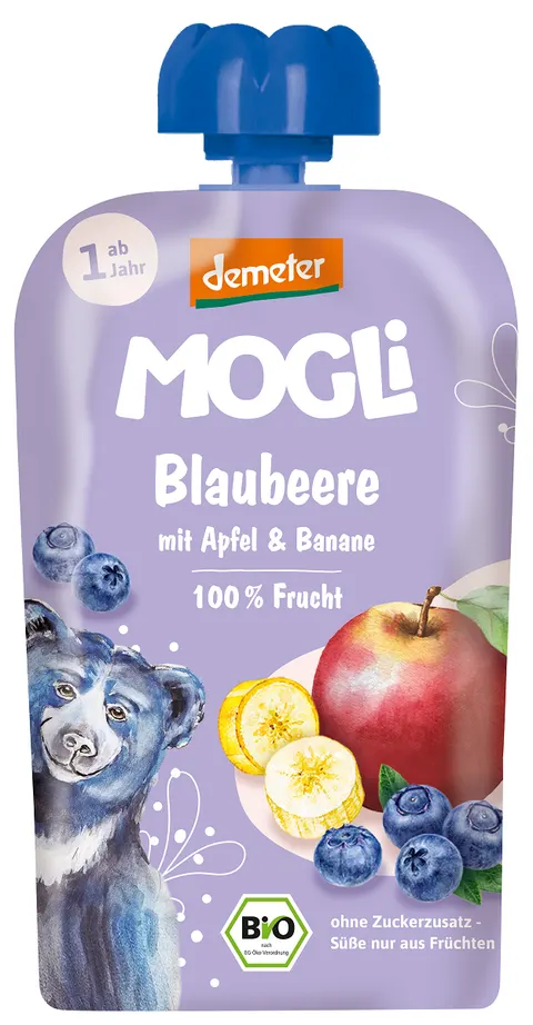 Mus Jabłko - Banan - Borówka bez Dodatku Cukrów od 1 Roku Demeter BIO 100 g Mogli