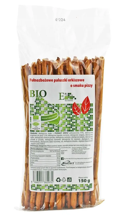 Paluszki Orkiszowe Pełnoziarniste o Smaku Pizzy BIO 150fg Envoy