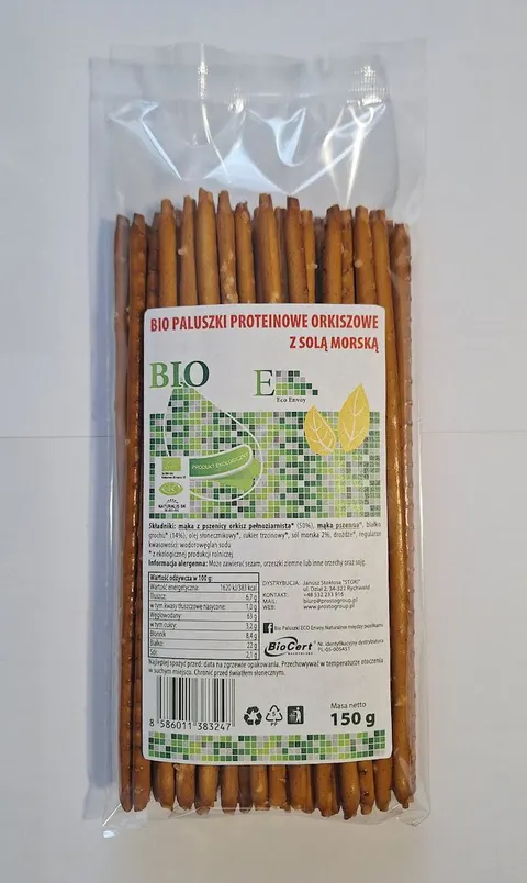 Paluszki Proteinowe Orkiszowe Pełnoziarniste Solone BIO 150 g Envoy
