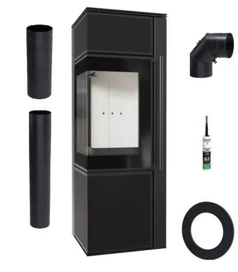 Piec wolnostojący TORA/S 8kw spiek Nero Assoluto zestaw