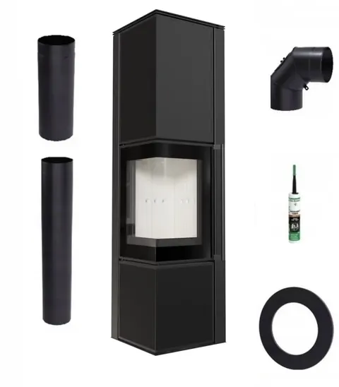 Piec wolnostojący TORA/L 8kw spiek Nero Assoluto zestaw