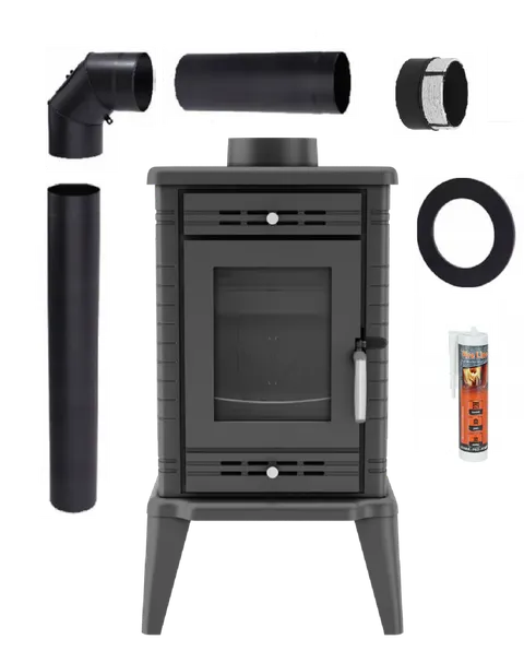 Piec żeliwny koza KRATKI K10 10 kW FI 130 zestaw 2