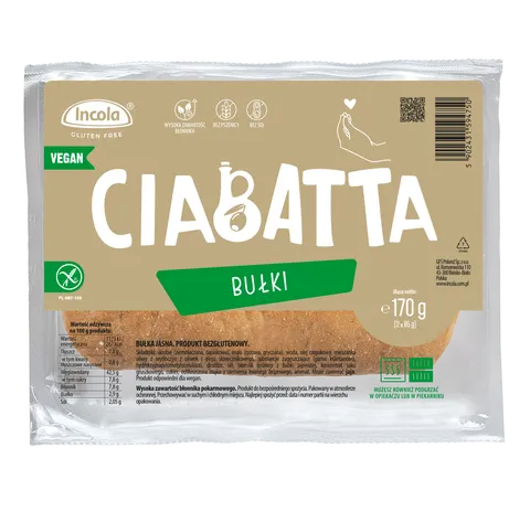 Bułki Ciabatta Bezglutenowe 170 g Incola