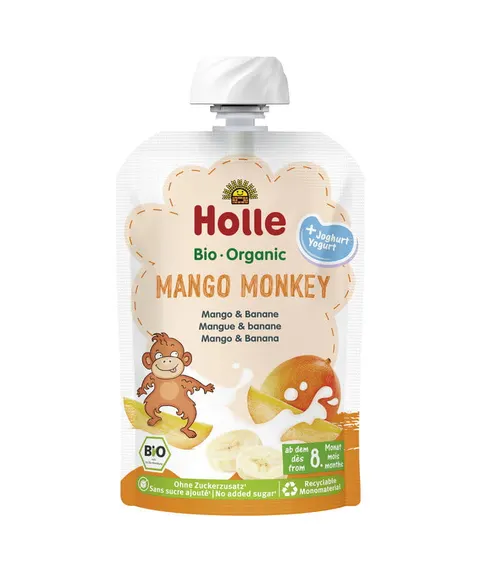 Mus Mango Małpka (Jogurt - Mango - Banan) bez Dodatku Cukrów od 8 Miesiąca BIO 100 g Holle