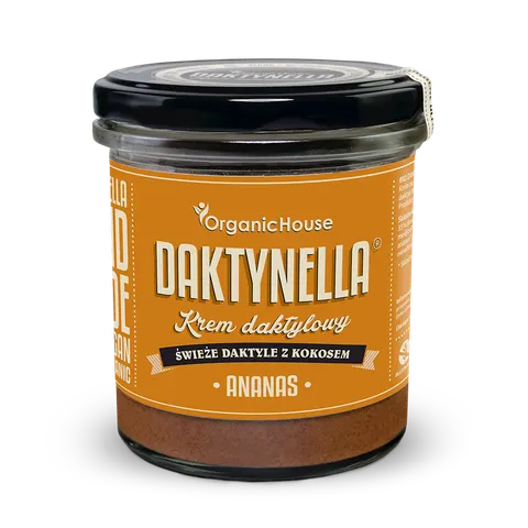 KREM KOKOS - DAKTYLE MEDJOOL - ANANAS BEZGLUTENOWY BIO 280 g - ORGANICHOUSE (DAKTYNELLA)