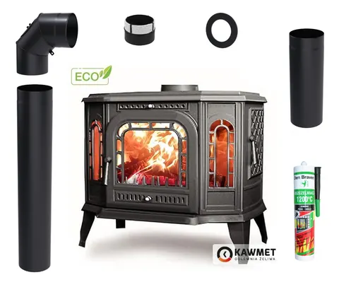 ZESTAW: Piec wolnostojący KAWMET P7 PB 10,5 kW ECO + akcesoria
