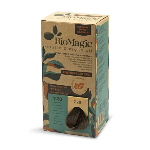 Farba do Włosów Popielato Perłowy Średni Blond (7.28) 170ml BioMagic