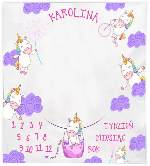 Kocyk do zdjęć z imieniem Unicorn
