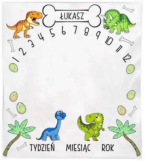 Kocyk do zdjęć z imieniem Dinosaurs