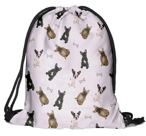 Worek Workoplecak Miejski French bulldogs róż