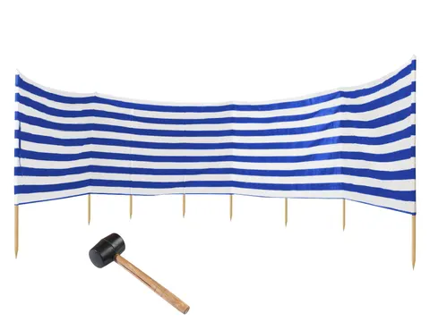 Parawan plażowy 10m + młotek pasy biało-niebieskie