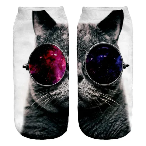Śmieszne skarpetki damskie Stopki Galaxy Sunglasses Cat