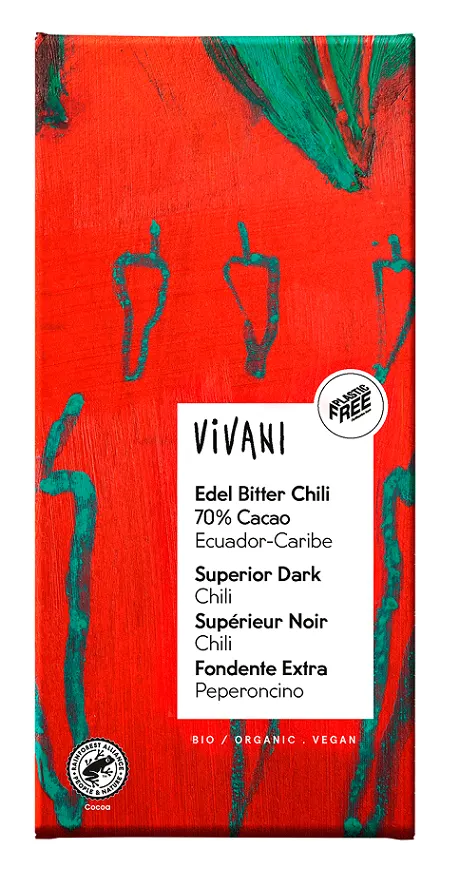Czekolada Gorzka z Chili BIO 80g Vivani