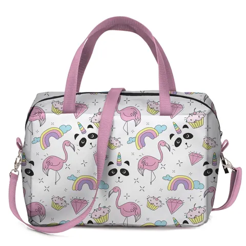 Lunch bag prostokątny torba termiczna Flamingi i pandy
