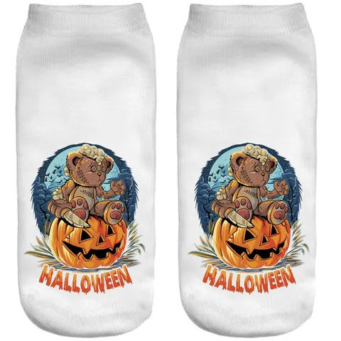 Stopki Halloween Dynia i miś z nożem