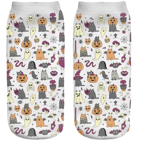 Śmieszne skarpetki damskie Stopki Halloween Kotki