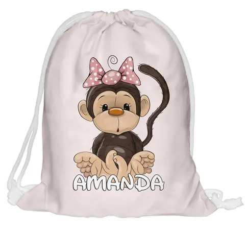 Worek z imieniem do przedszkola szkoły Monkey