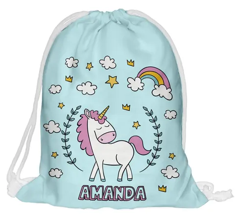 Worek z imieniem do przedszkola szkoły Unicorn cloud