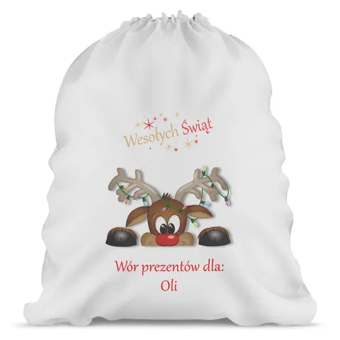 Worek na prezenty mały Wesołych Świąt