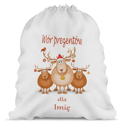 Worek na prezenty duży Renifery