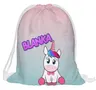 Worek z imieniem do przedszkola szkoły Unicorn turkus