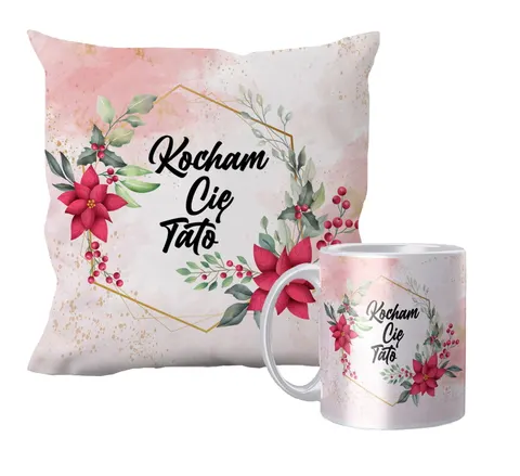 Zestaw poduszka + kubek święta Kocham Cię tato