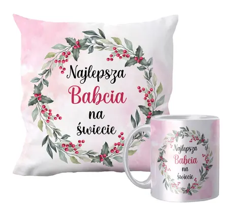 Zestaw poduszka + kubek święta Najlepsza babcia