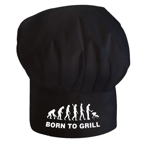 Czapka kucharska czarna Born to grill