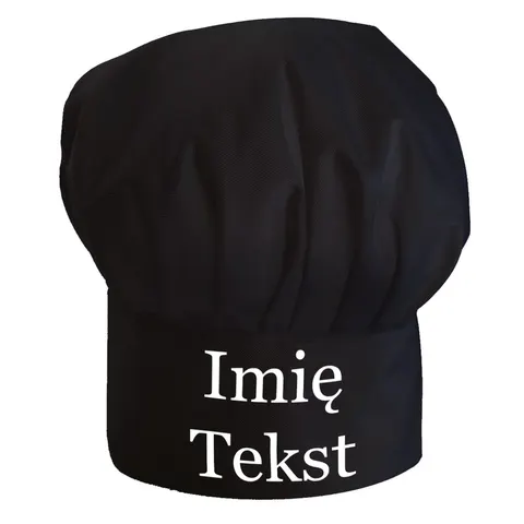 Czapka kucharska dziecięca czarna z tekstem/logo