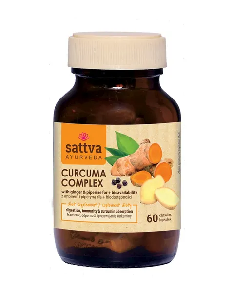 Kurkuma z Imbirem i Piperyną 60 Kapsułek Sattva (Ayurveda)