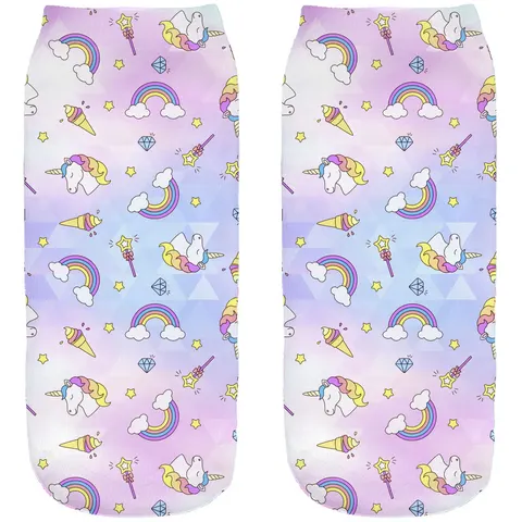 Śmieszne skarpetki damskie Stopki Unicorn Rainbow