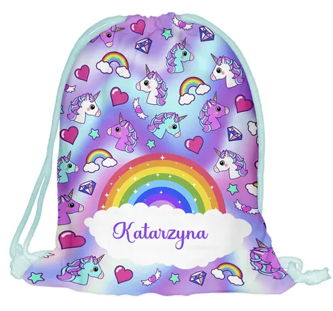 Worek do przedszkola szkoły Holo Unicorn + imię