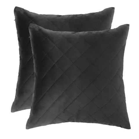 Poduszki dekoracyjne velvet 45x45 cm SET pikowany czarny