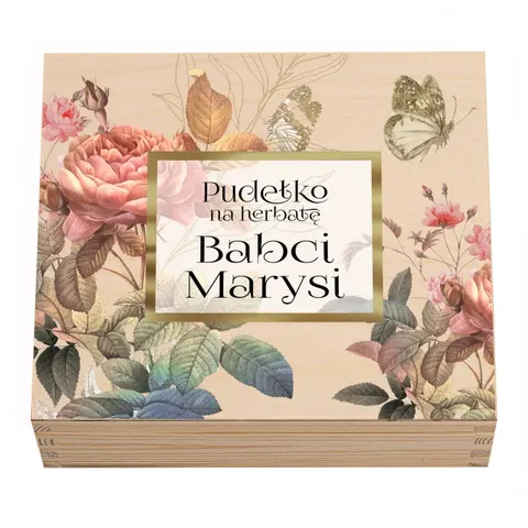 Drewniane pudełko na herbatę Pudełko na herbatkę Babci