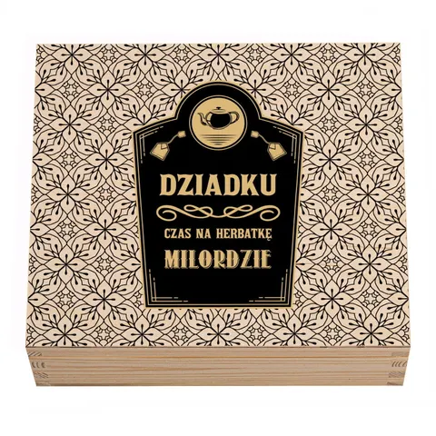 Drewniane pudełko na herbatę Dziadku Milordzie