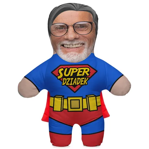 Poduszka lalka 3D z Twoim zdjeciem Super Dziadek