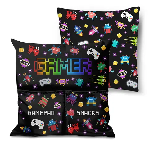 Poduszka z kieszeniami 45x45 cm Gamer