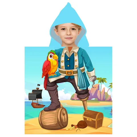 Ręcznik Ponczo kąpielowe z kapturem dla dzieci - PIRATE