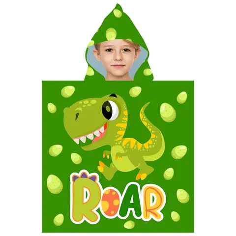 Ręcznik Ponczo kąpielowe z kapturem dla dzieci - ROAR DINO