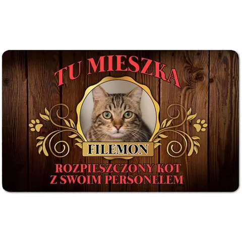 Personalizowana Wycieraczka pod drzwi 45x75 Kot