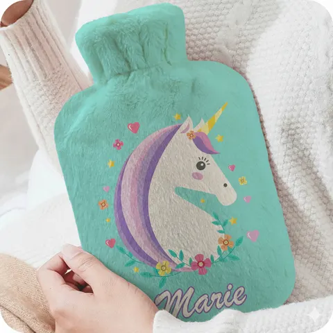 Termofor Pluszowy 2 litrowy Wzór + Imię, Unicorn Fiolet