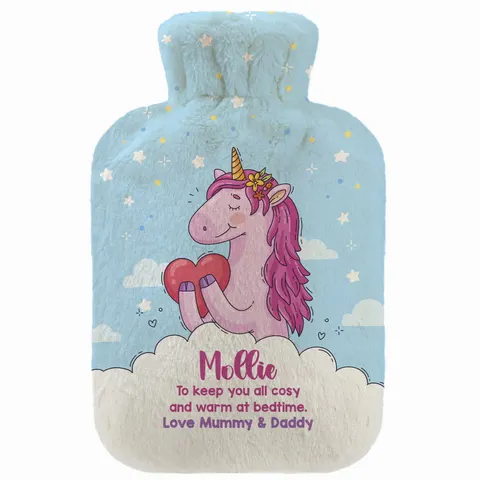 Termofor Pluszowy 2 litrowy Wzór + Imię, Unicorn Chmurka