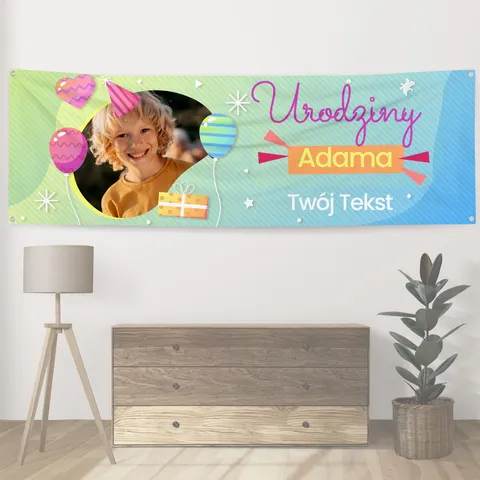 Personalizowany baner na urodziny 300 x 100 cm Zielony