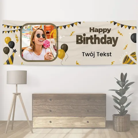 Personalizowany baner na urodziny 300 x 100 cm Elegant