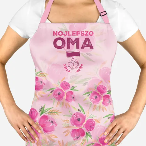 Fartuch kuchenny różowy dla babci Nojlepszo Oma